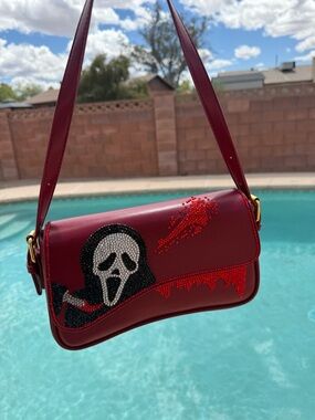 Scream ghost face rhinestone bag